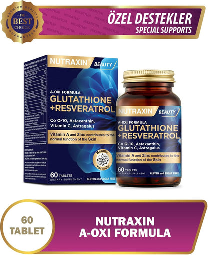 Nutraxin Plus A-Oxi Formula: Advanced Glutathione Astaxanthin Immune Support 60 Tablets