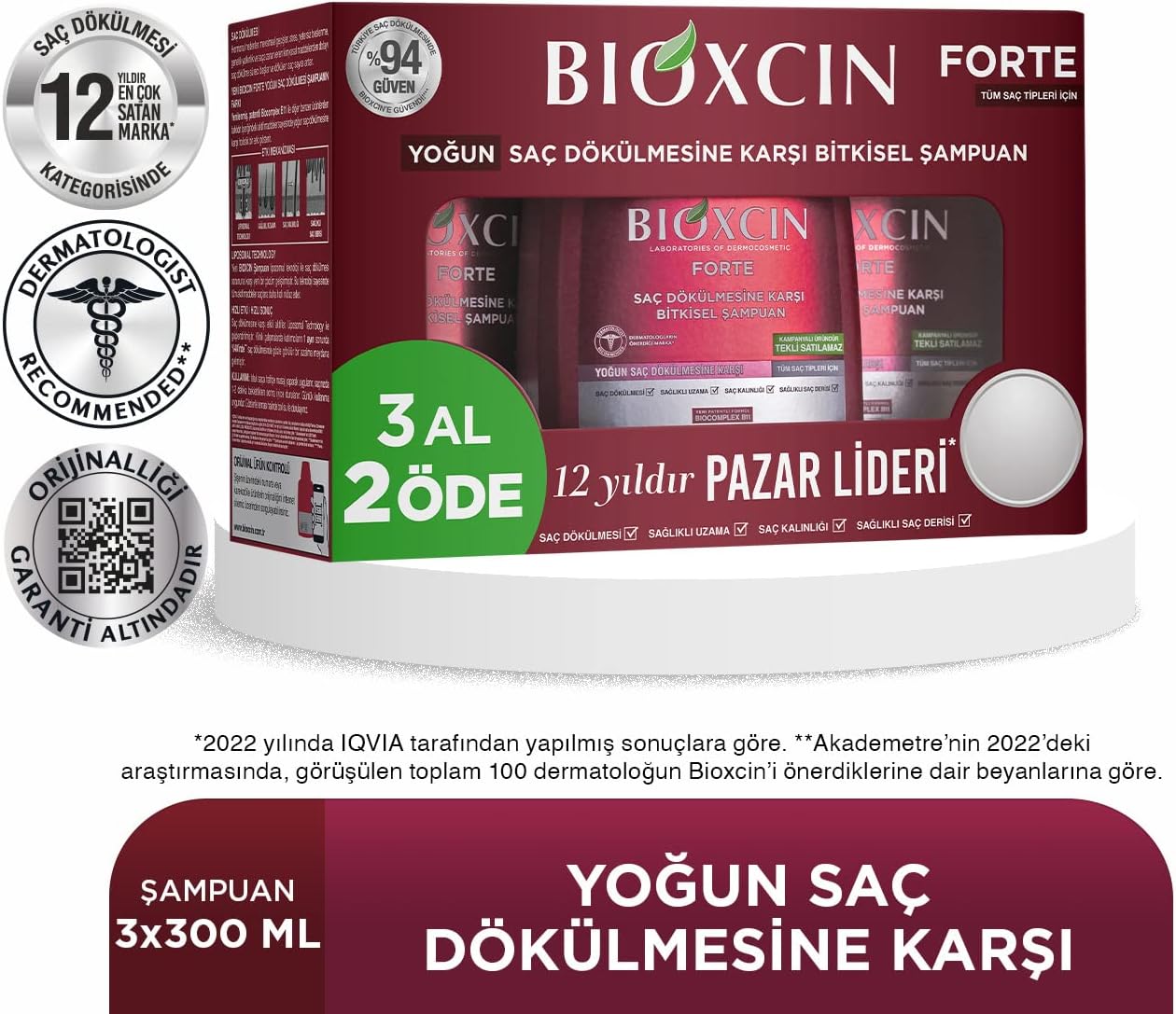 Bioxcin Forte Anti-Hair Loss Herbal Shampoo 900ml for Stronger Healthier Hair