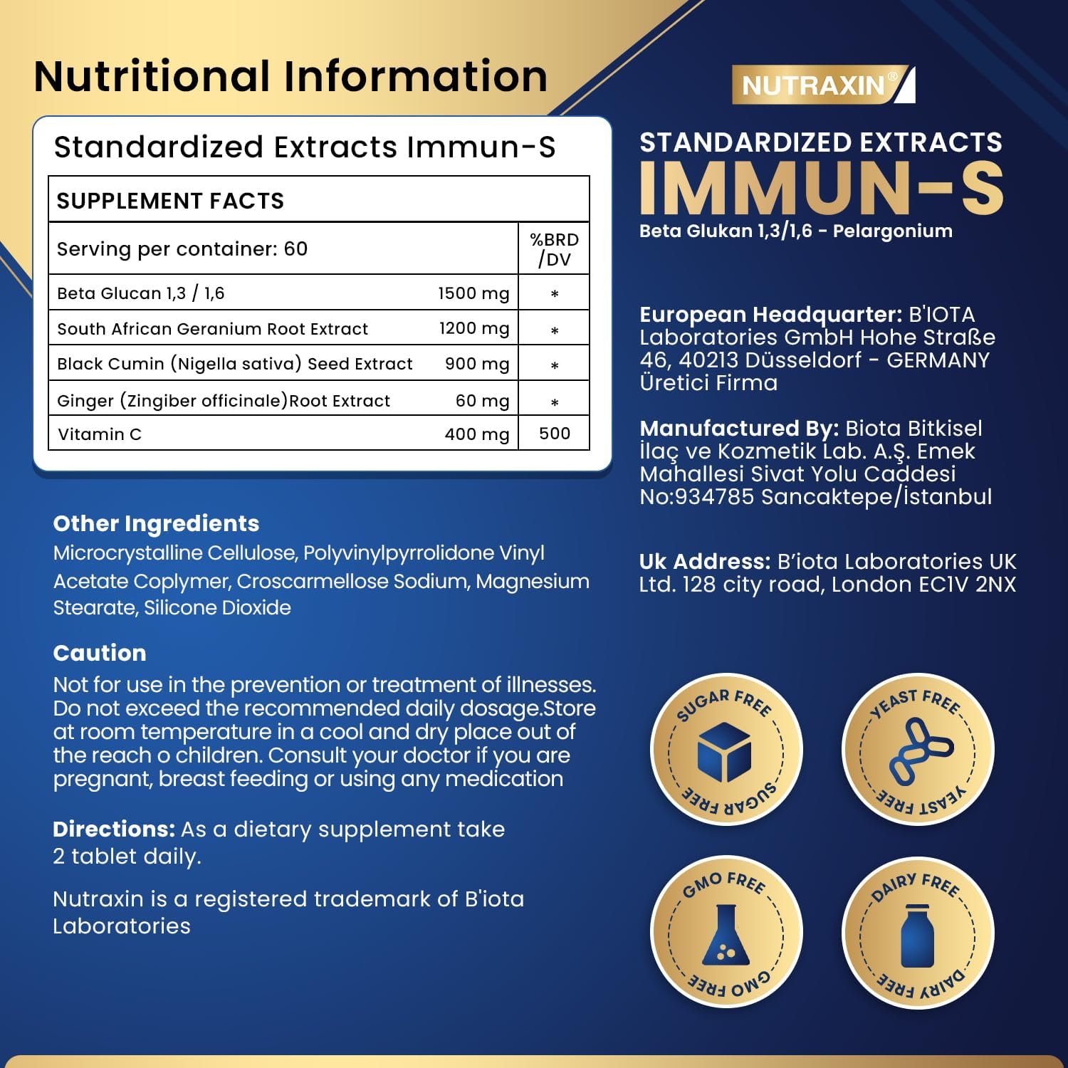 Nutraxin Plus Immun-S: Advanced 1,3-1,6 Beta-Glucan 60 Tablets for Robust Immune Support