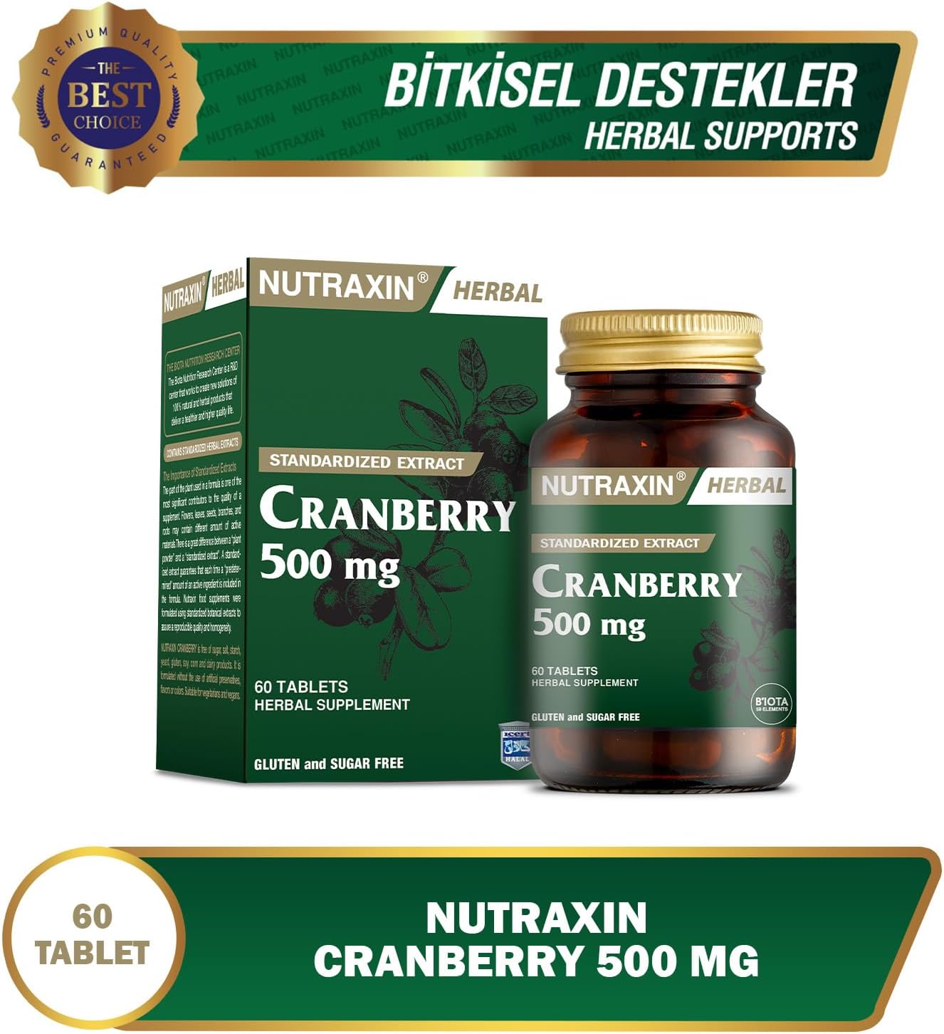 Nutraxin High-Dose Cranberry 500mg Tablets: Urinary Tract Health Support, 60 Count