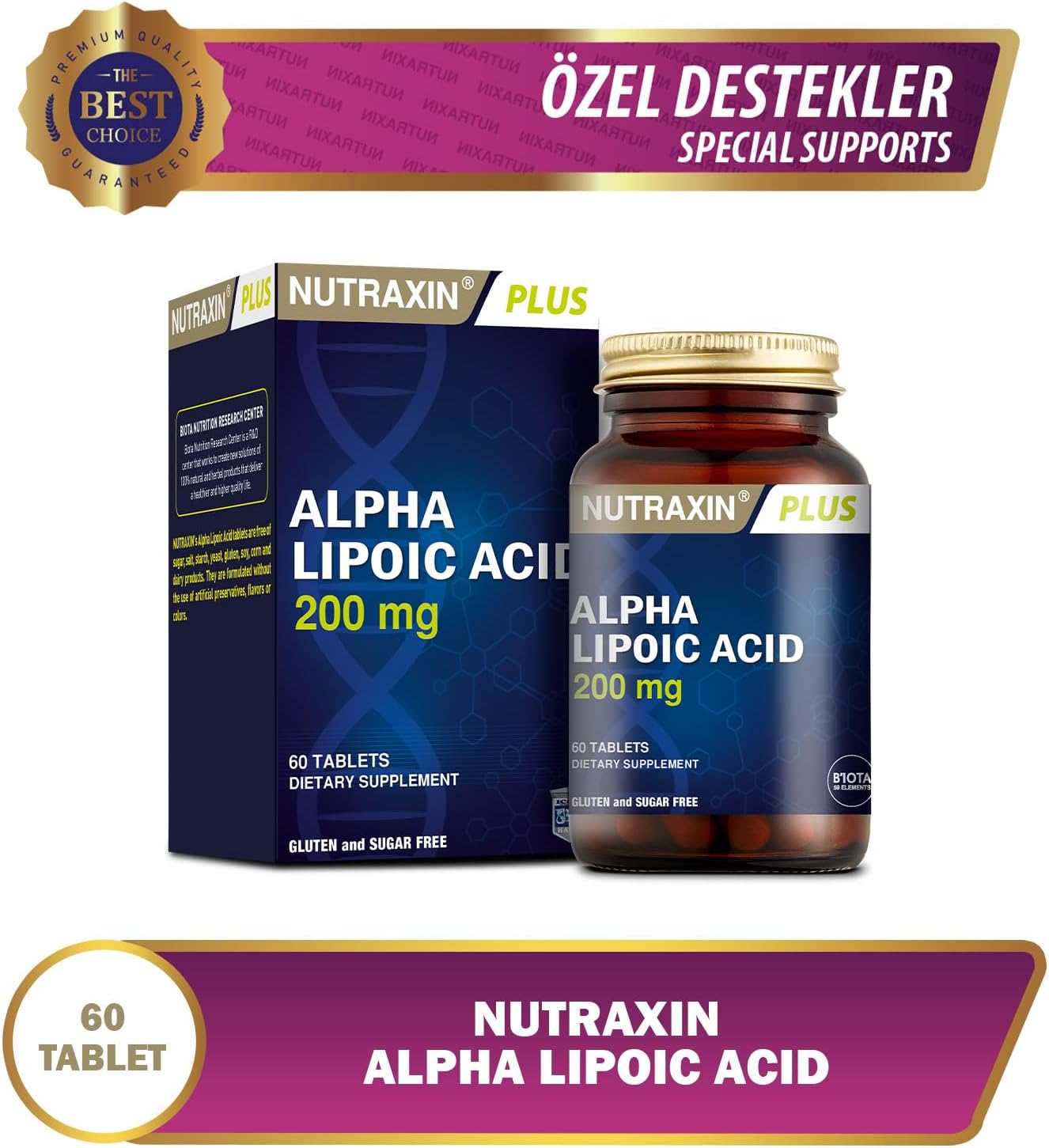 Nutraxin Plus Alpha Lipoic Acid 200mg: Potent Antioxidant, Energy & Metabolism Support 60 Capsules