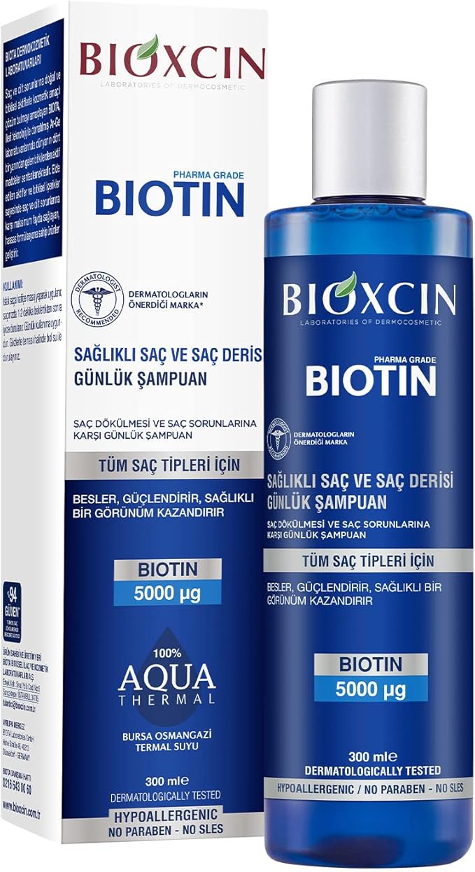 Bioxcin Biotin Daily Shampoo: Healthy Hair & Scalp, 300ml Volume & Strength