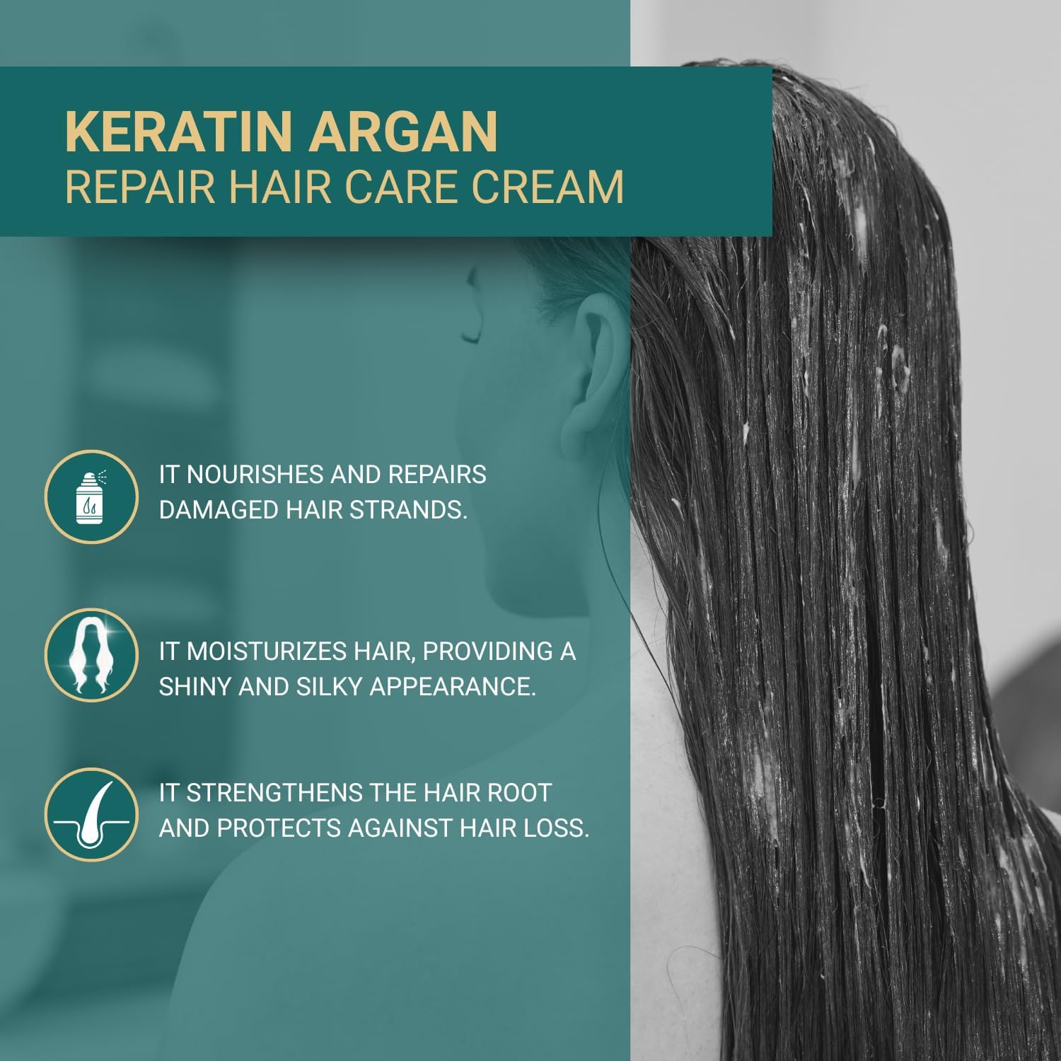 Bioxcin Keratin Argan Restorative Hair Repair Cream for Damaged Hair 250ml
