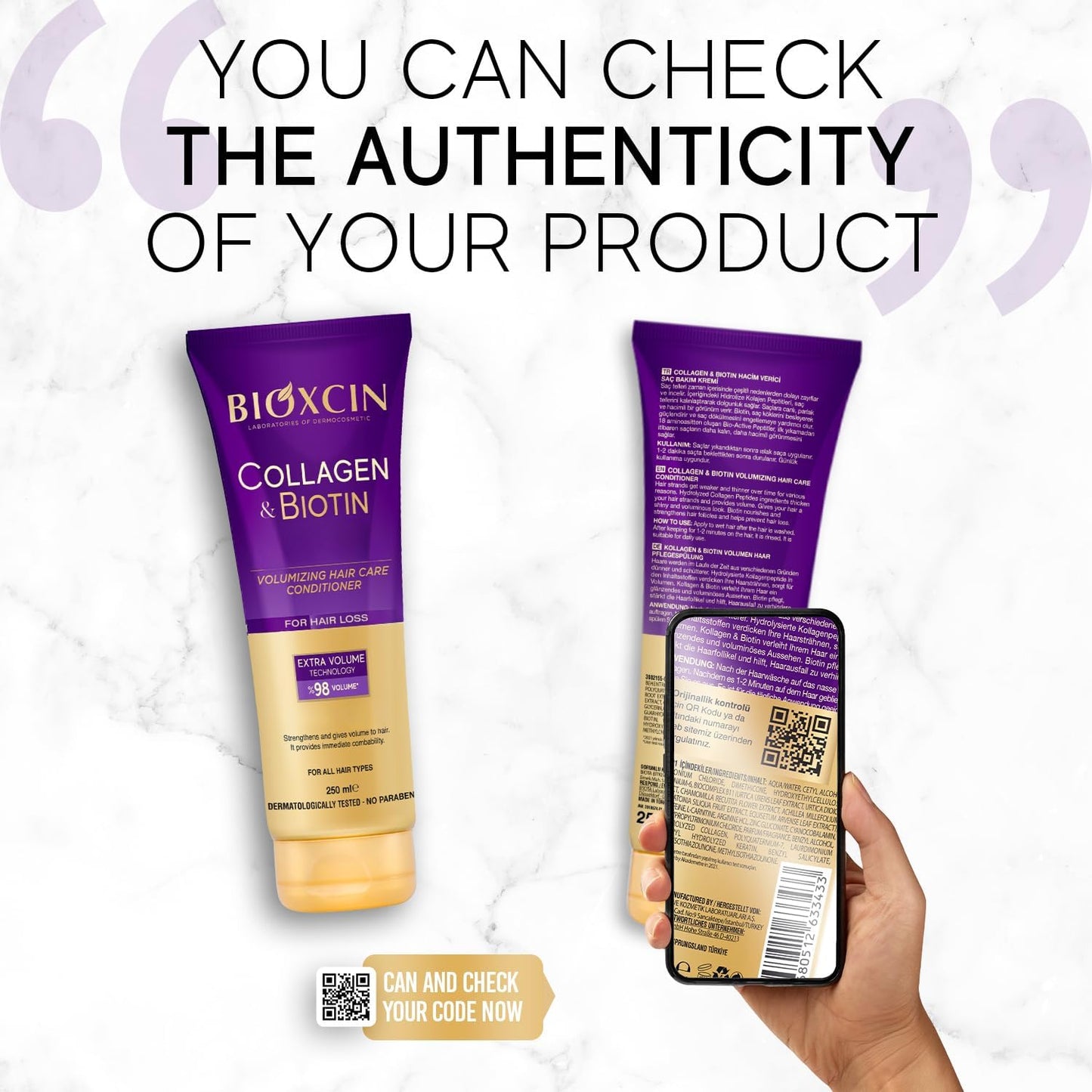 Bioxcin Collagen Biotin Volumizing Conditioner for Thin, Sparse Hair 250ml