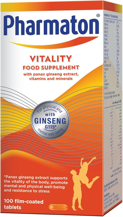 Pharmaton Vitality Daily Energy Supplement with Panax Ginseng, 100 Tablets