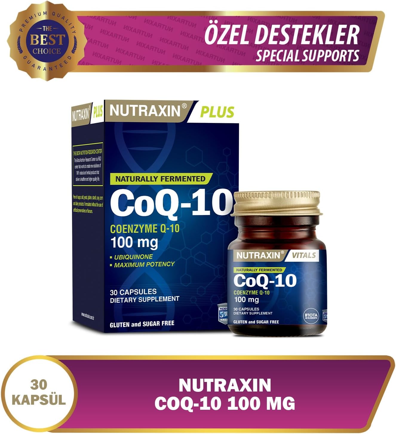 Nutraxin CoQ10 100mg Ubiquinone Capsules: Cellular Energy, Antioxidant, Heart Support (30)