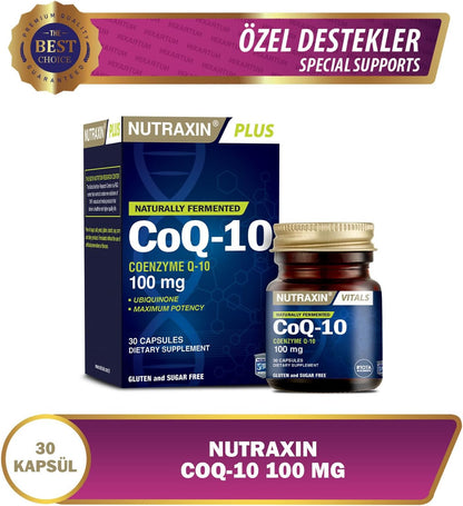 Nutraxin CoQ10 100mg Ubiquinone Capsules: Cellular Energy, Antioxidant, Heart Support (30)