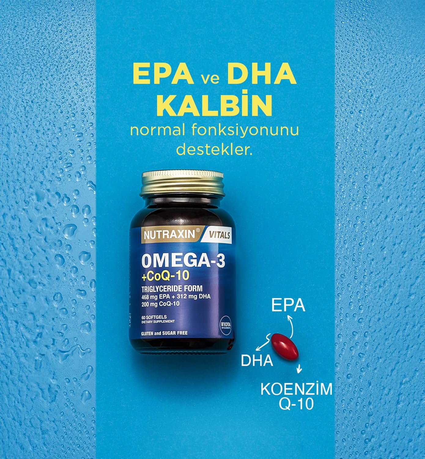 Nutraxin Omega 3 + CoQ-10 60 Softgels: Heart & Cellular Energy Formula