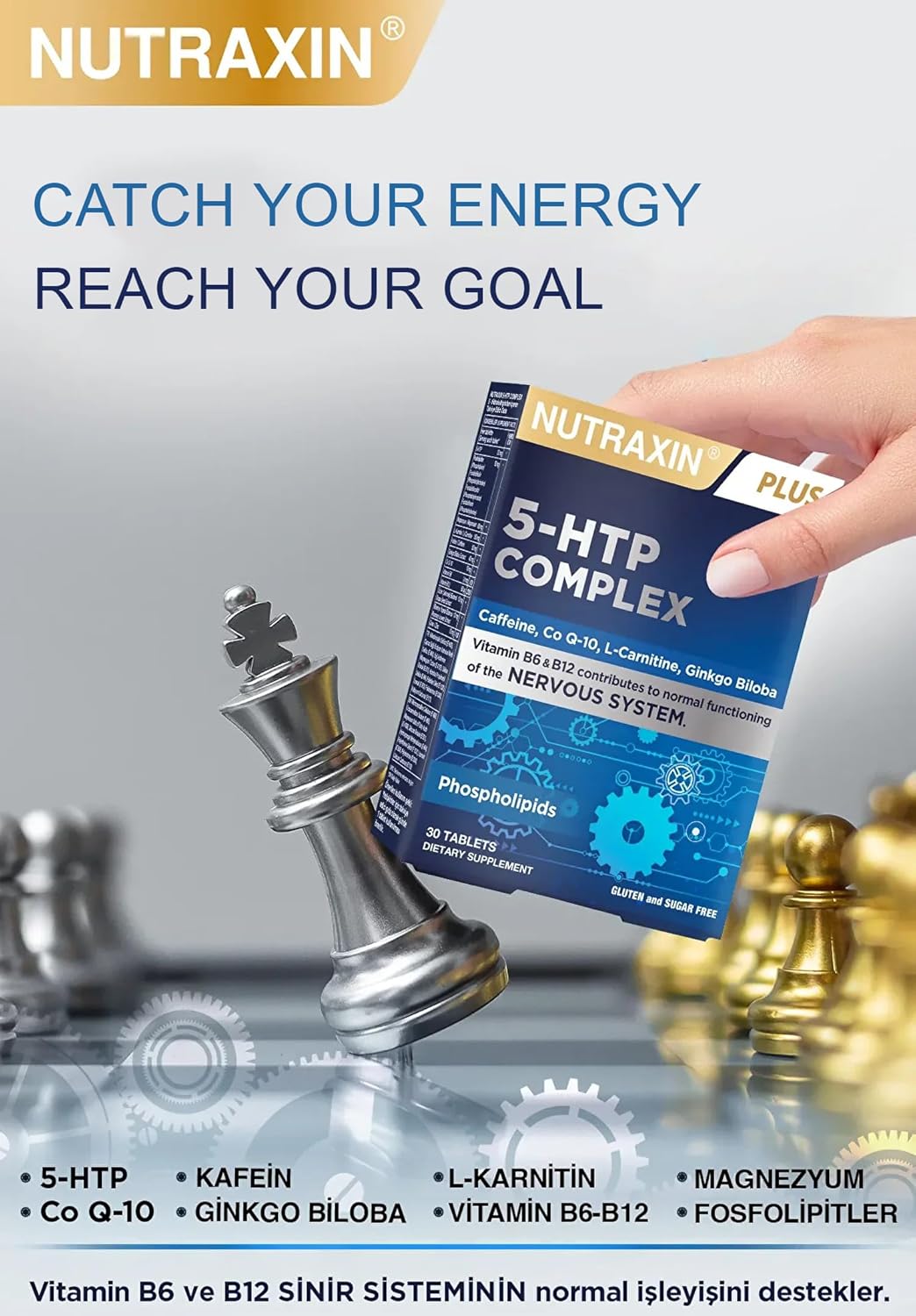 Nutraxin 5-HTP Complex 30 Tablets: Mood, Energy, Focus Support Supplement
