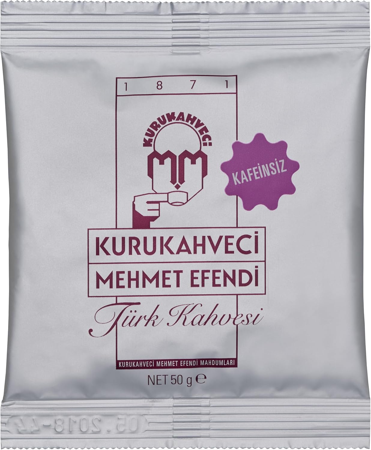 Kurukahveci Mehmet Efendi Decaffeinated Turkish Coffee 50g Foil Pack, Rich Flavor