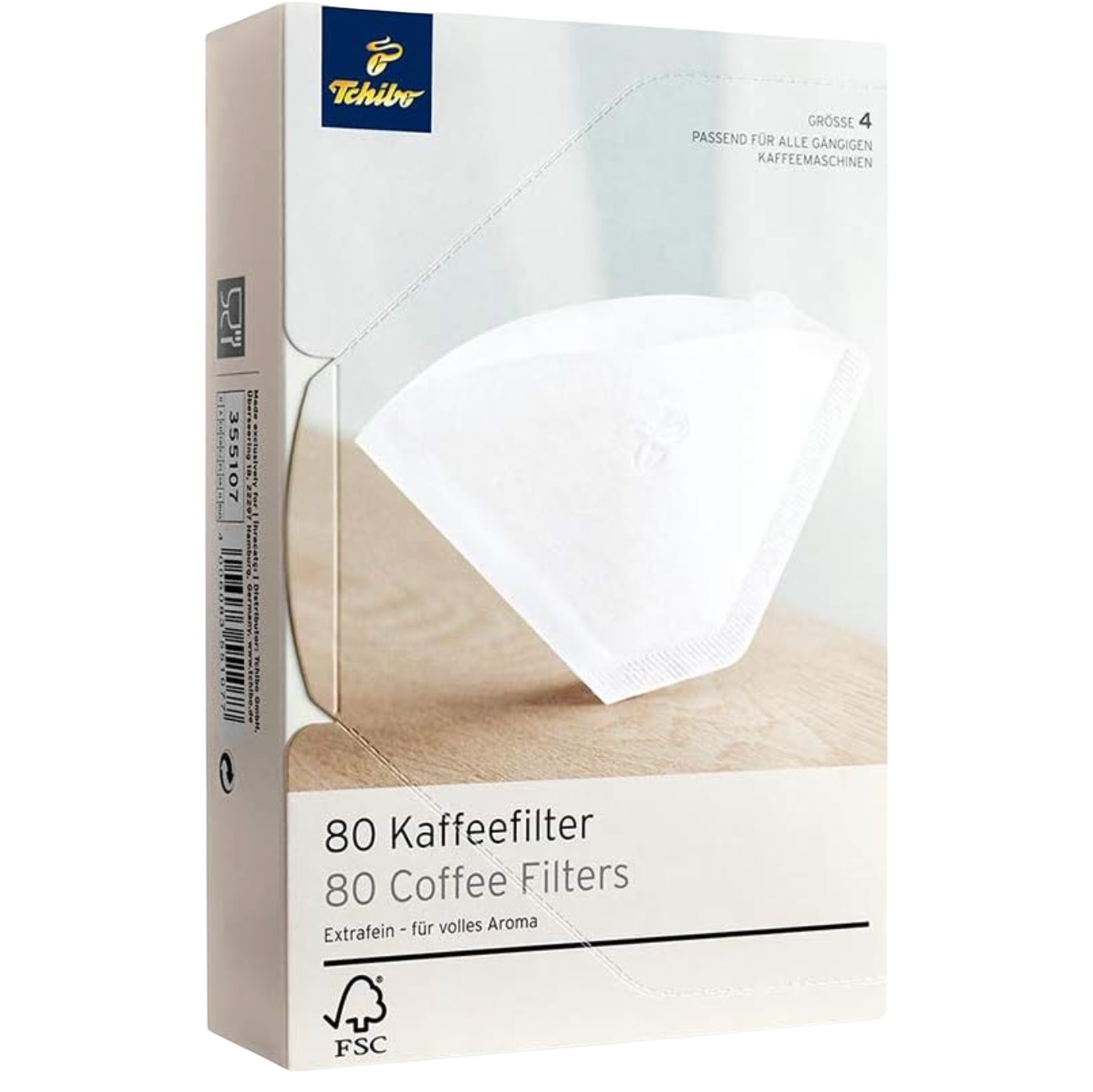 Tchibo Coffee Filter Paper - Size 4, 80 Pieces, White