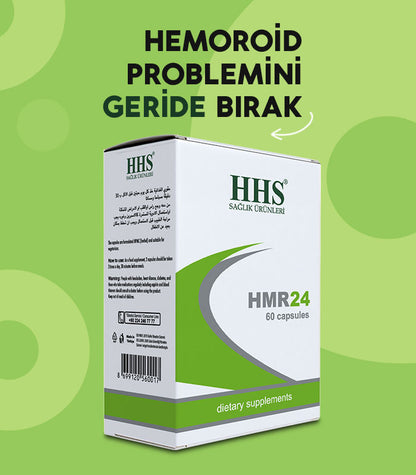 HMR 24 Natural Herbal 60 Capsules for Hemorrhoid, Varicose Vein, Muscle & Rheumatism Relief