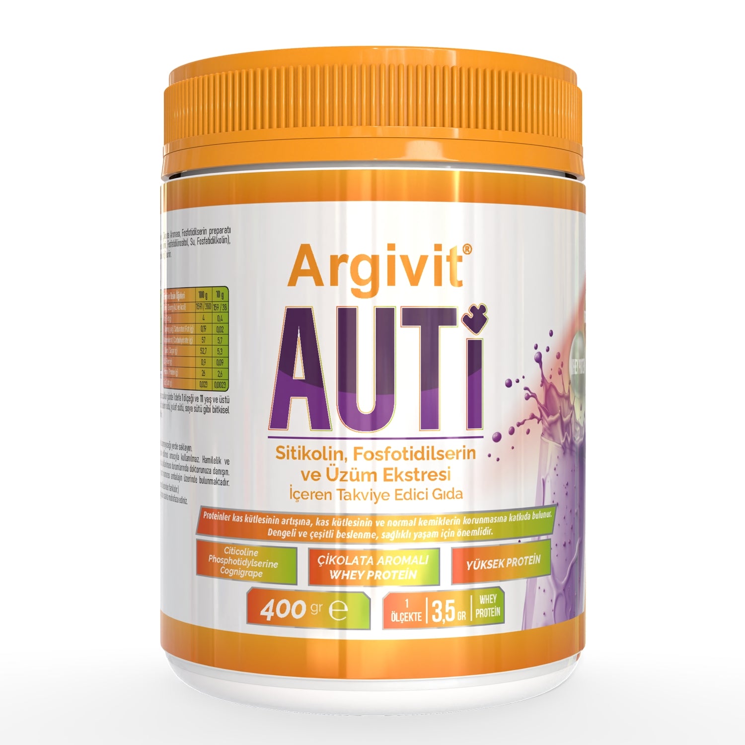 Argivit Auti Cognitive Support Powder with Citicoline, Phosphatidylserine, Grape Extract