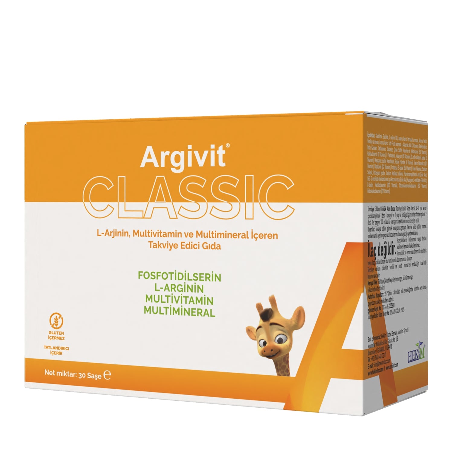 Argivit Classic Sachet Multivitamin Mineral L-Arginine Supplement for Growth & Immunity