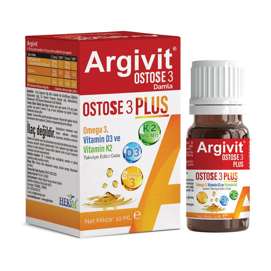 Argivit Ostosse3 Plus: Essential Omega 3, Vitamin D3 & K2 Liquid Drops for Bone Health
