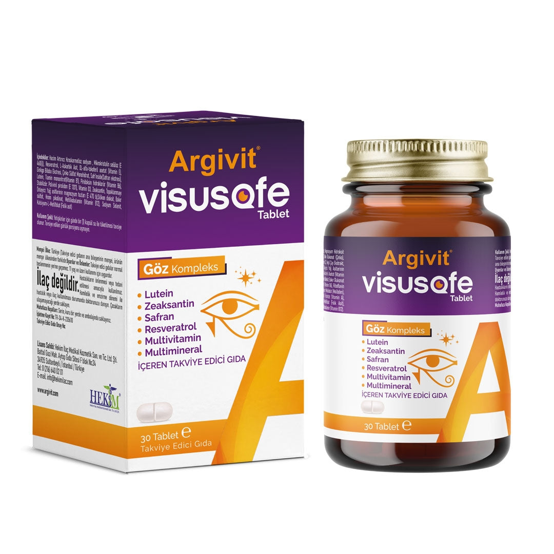 Argivit Visusafe Advanced Eye Health Formula: Lutein, Zeaxanthin, Multivitamin Tablets