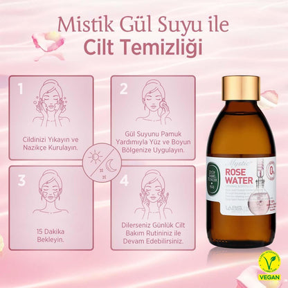 Eyüp Sabri Tuncer Mistik 200ml Natural Isparta Rose Water Glass Bottle Toner