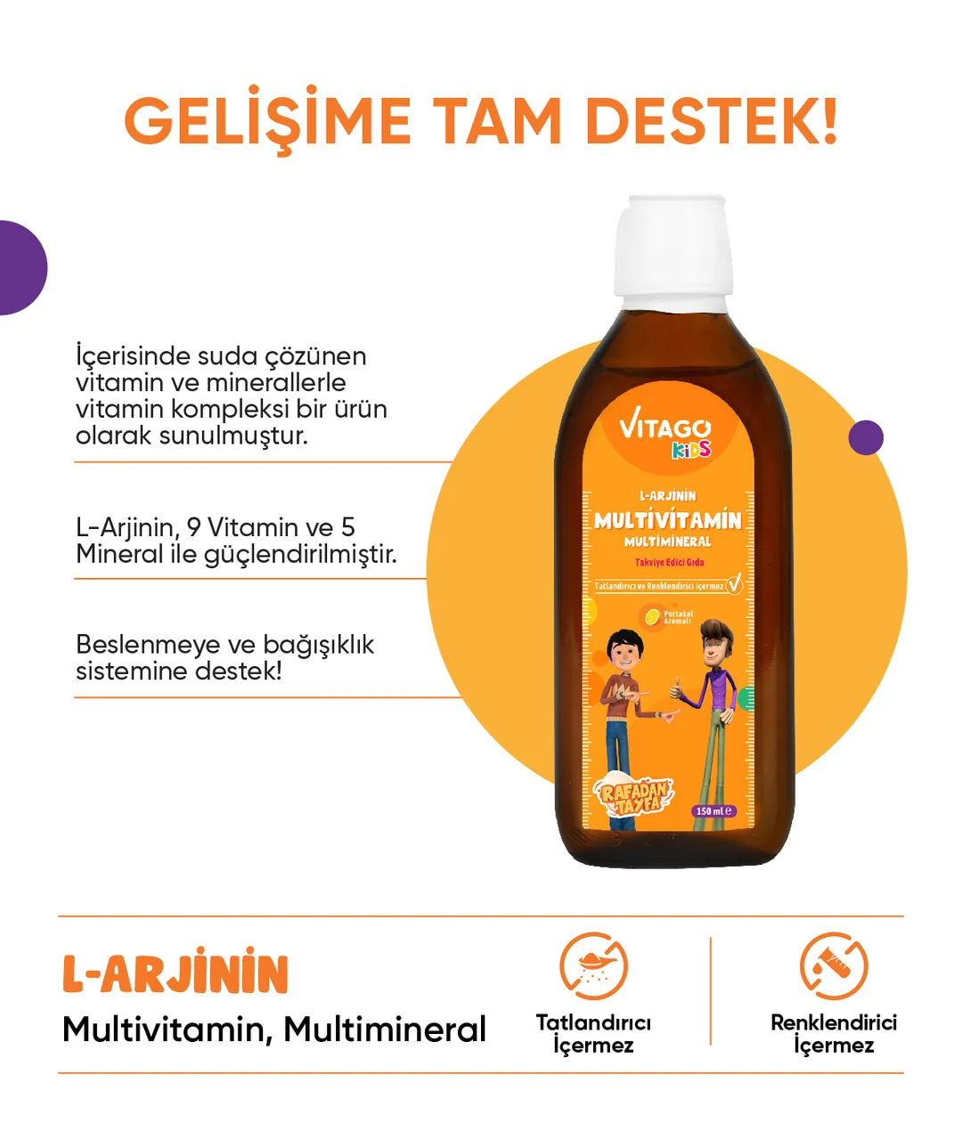 Vitago Kids L-Arginine Multivitamin Syrup for Children's Growth & Immunity Support
