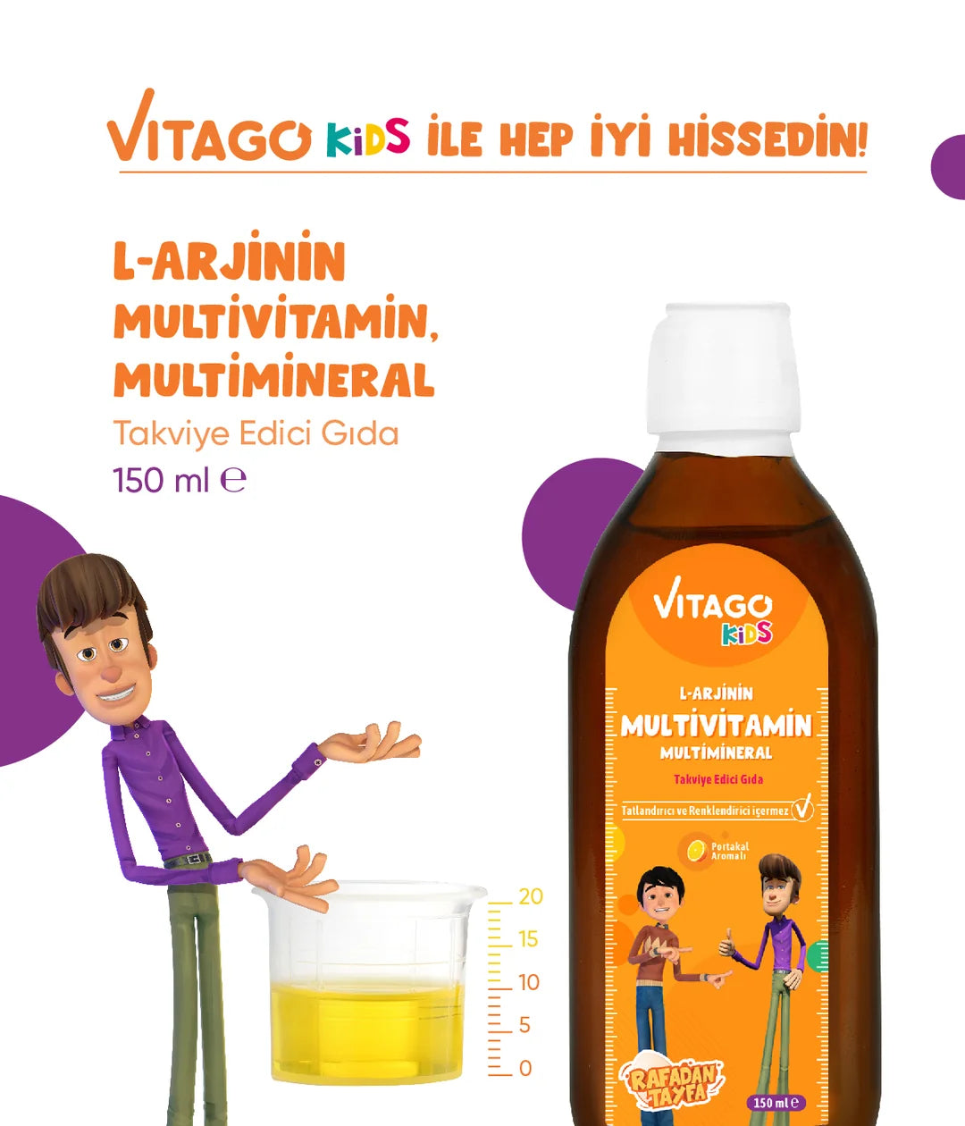 Vitago Kids L-Arginine Multivitamin Syrup for Children's Growth & Immunity Support
